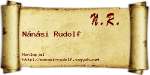 Nánási Rudolf névjegykártya